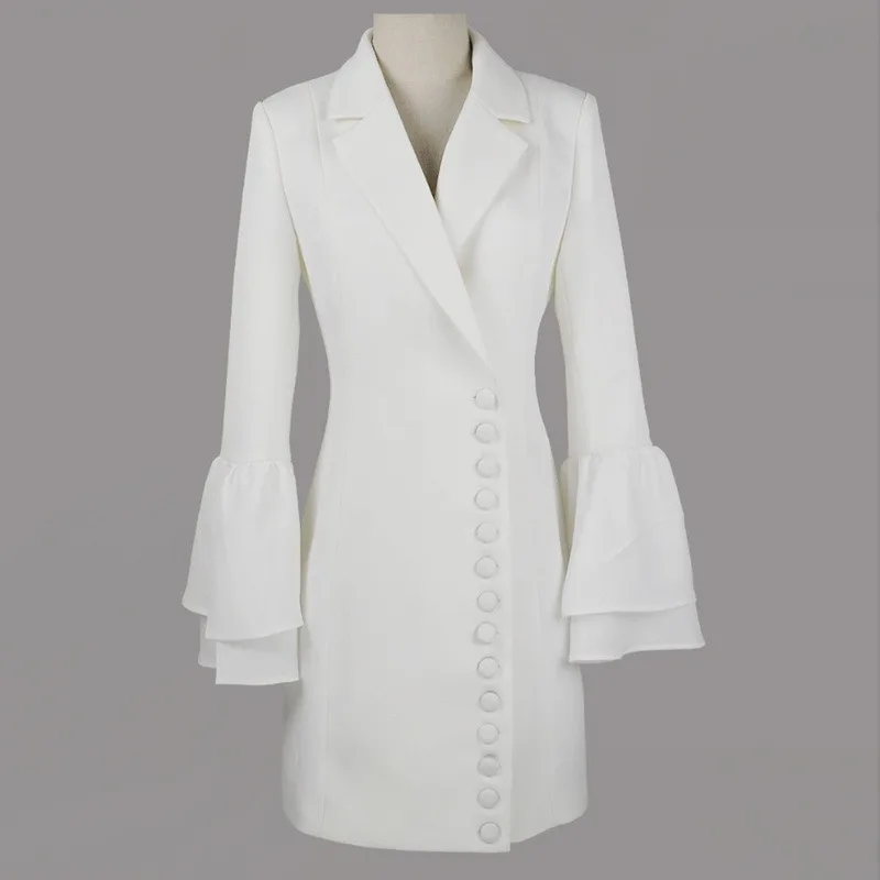 BA2219 Women Flare Sleeve Clothing Formal Black and White Blazer Elegant  Mini Corset Blazer Dress Ladies