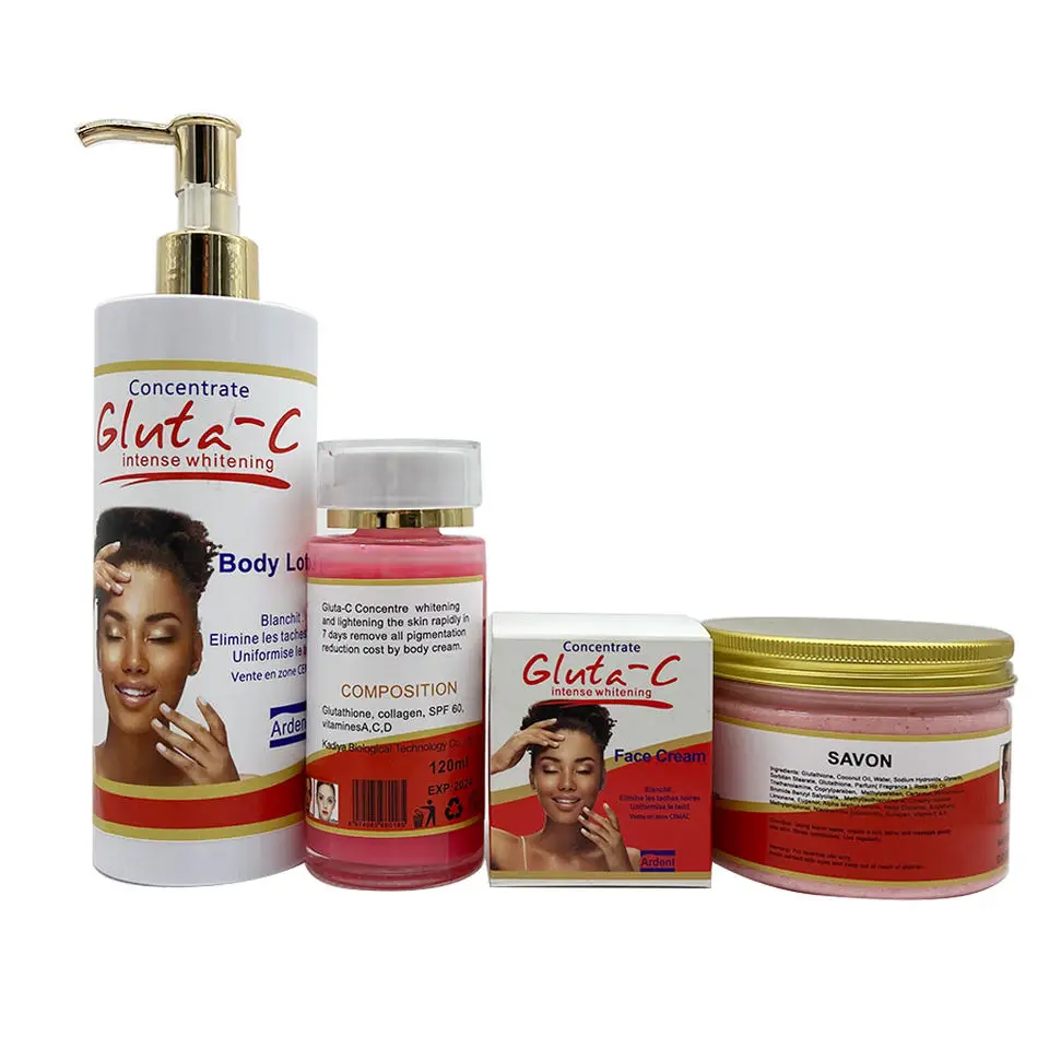 Gluta C Skin Whitening Remove Black Spots Skin Care Set Fast Bleaching  Moisturizing Body Lotion Serum Liquid Soap Face Cream Kit