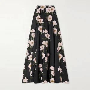 Clothing Manufacturer Custom Spring Summer Black High Waist Elegant Casual Fashion Print Women Skirts 2023