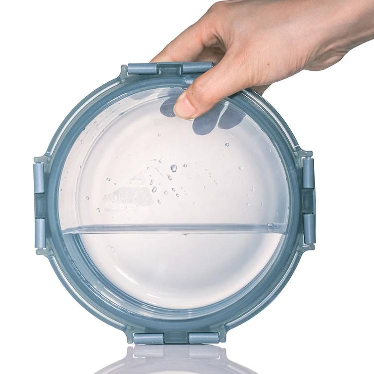 630ml 2 Compartments High Quality Glass Bowl Glass Food Container Set With Logo