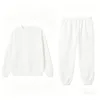 white Round neck set-Jogger pants