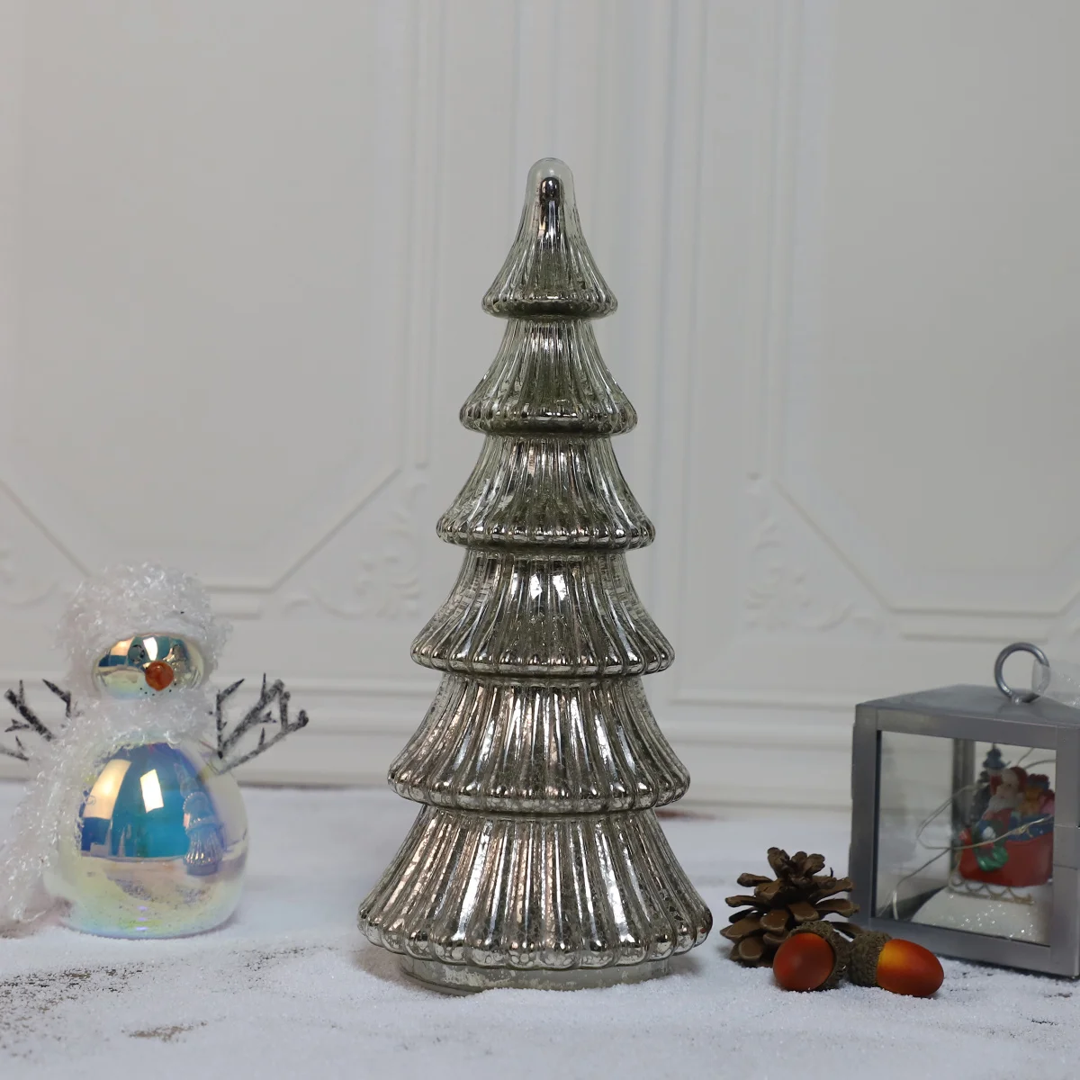 New Year 2024 Christmas Tree Glass Home Decorative Led Table Decoration Small Christmas Tree