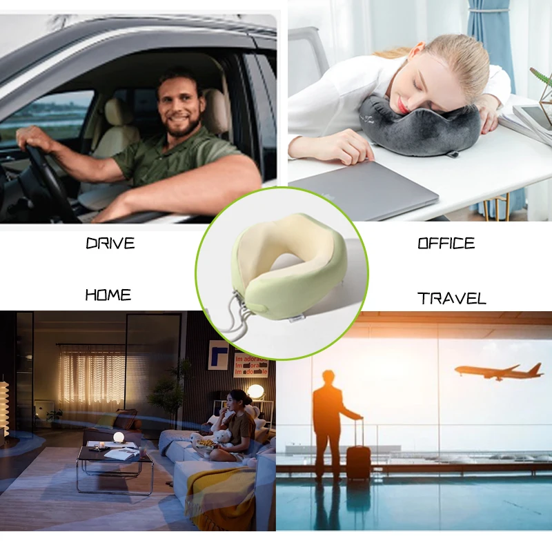 Cooling Set Eye Mask Neck Rest Cushion 3 In1 U Shape Memory Foam Travel Neck Pillow