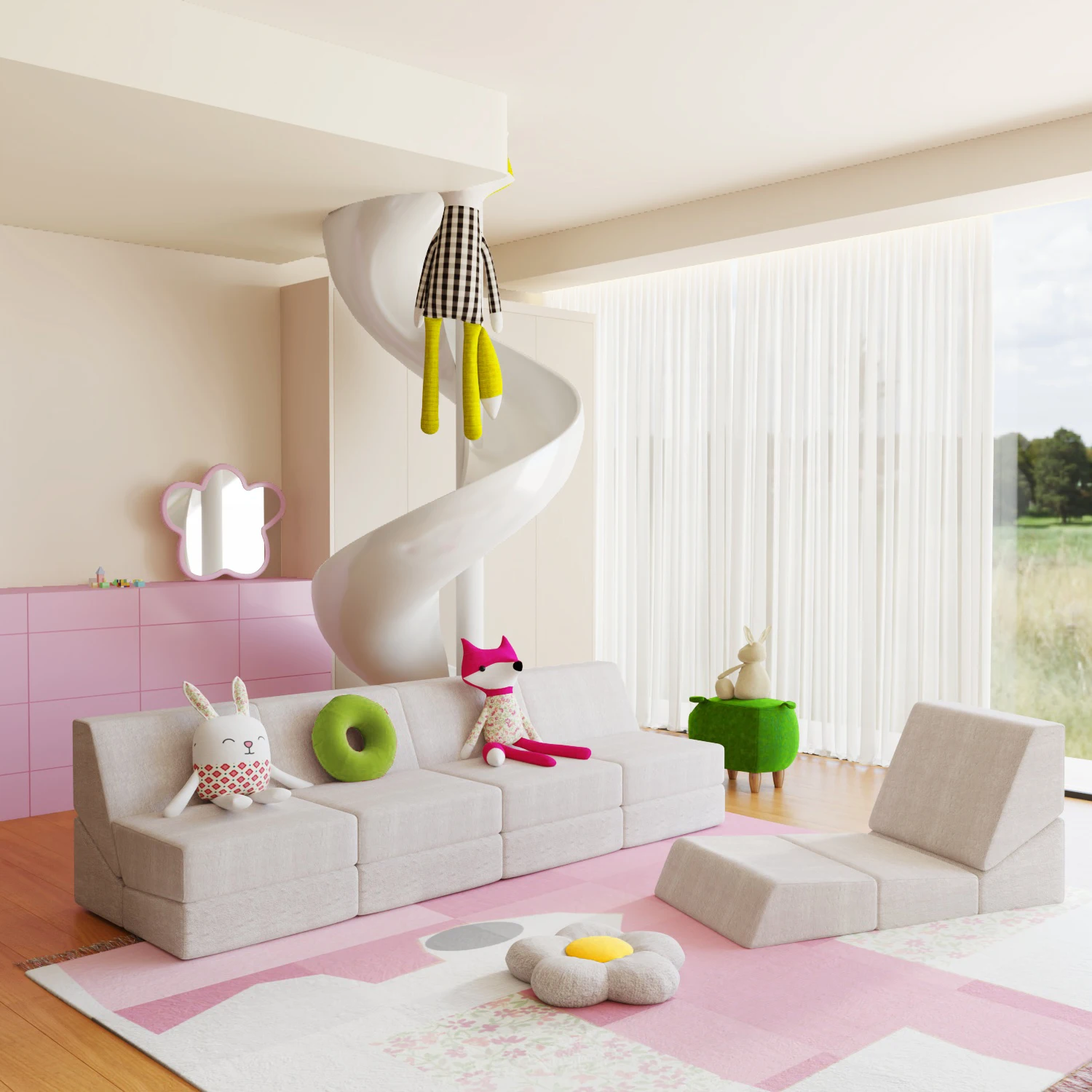 Saien Factory Three Folding Sofa Couch Bed High Density Foam Kids Play