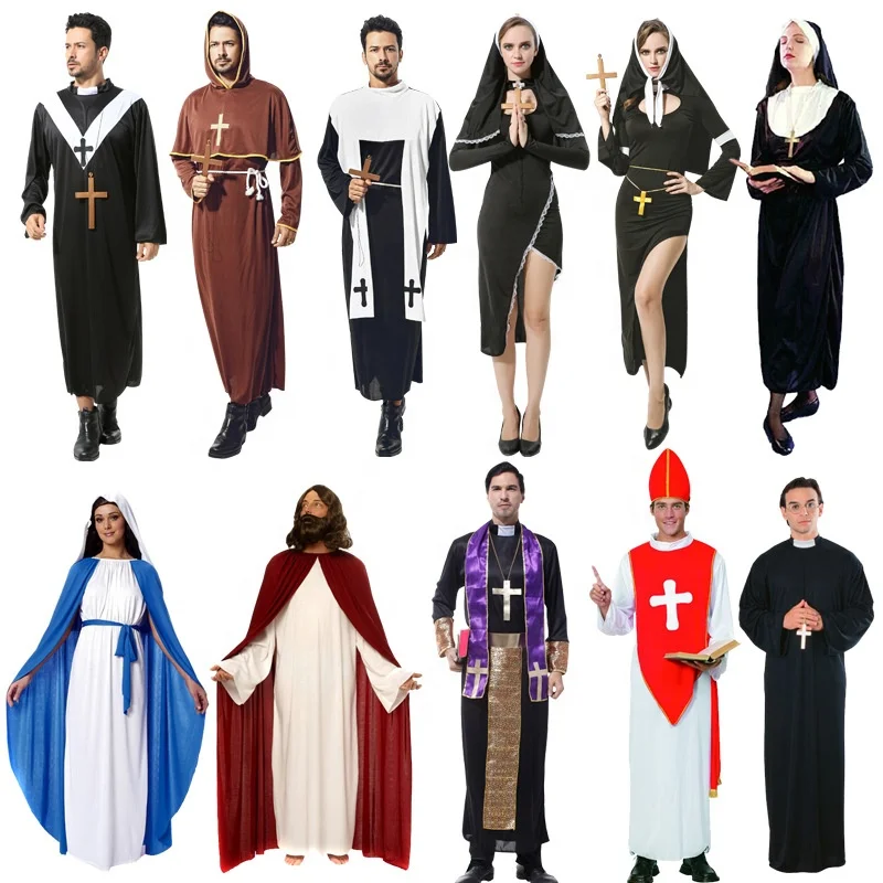 Donna uomo bambini adulti gesù suora Costume papa sacerdote costumi Cosplay  carnevale Halloween forniture per feste compleanno di natale - AliExpress