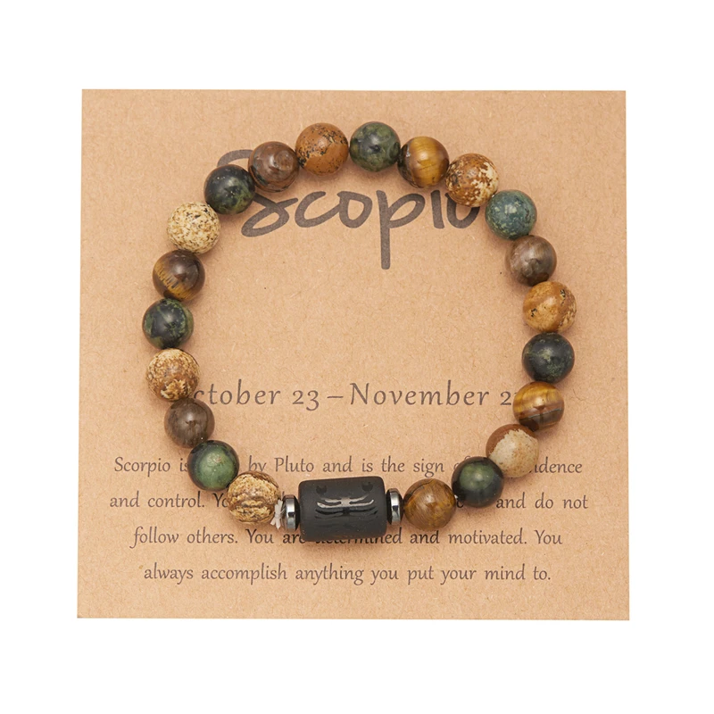 Tiger Eye Bracelet Natural Stone for Men Zodiac Libra Leo Taurus