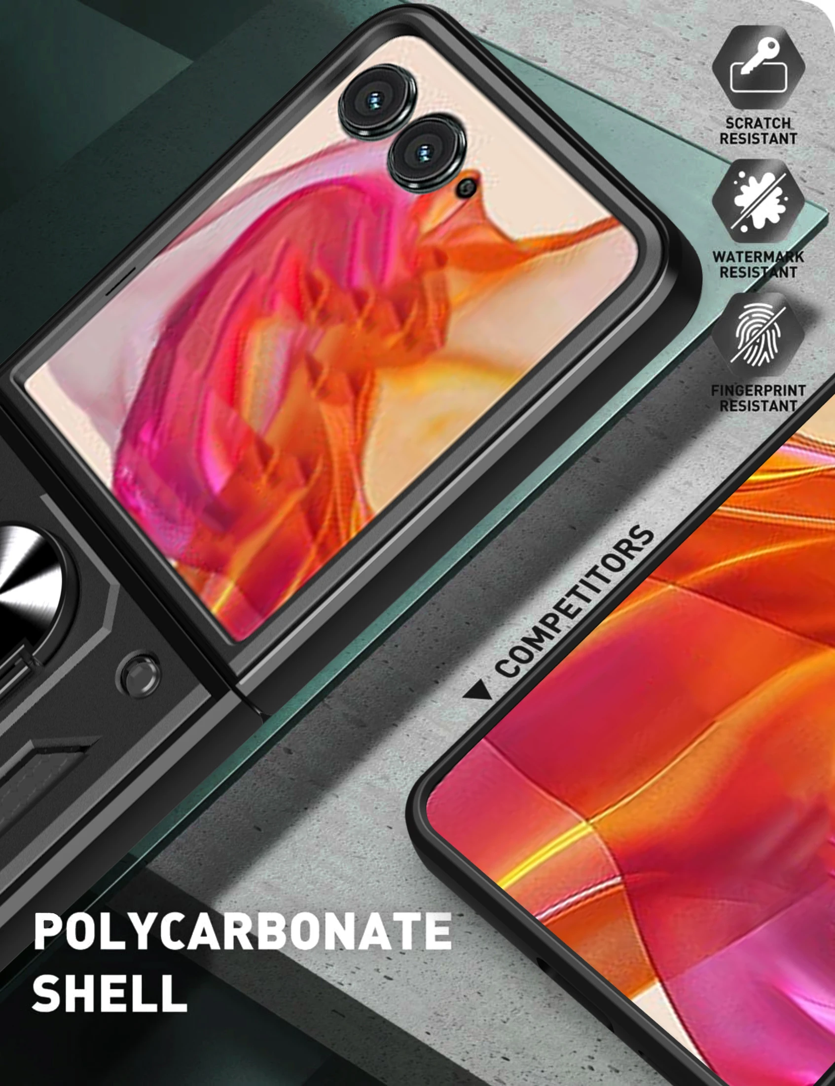 RanTuo Cover per Huawei Mate 50 PRO Etui Custodia, con Slot per Schede, Staffa Incorporata, Custodia Flip Cover in Pelle PU per Huawei Mate 50 PRO.( Rosso