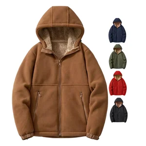 Autumn Winter Men's Fleece Jacket New Heavyweight Casual Hooded Lamb's Wool Lined Thickened Warm Cardigan Coat
