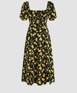 High-quality Small Fresh Casual Dress Small Floral Bubble Sleeve Spring Spring Suspenders Daily Wear