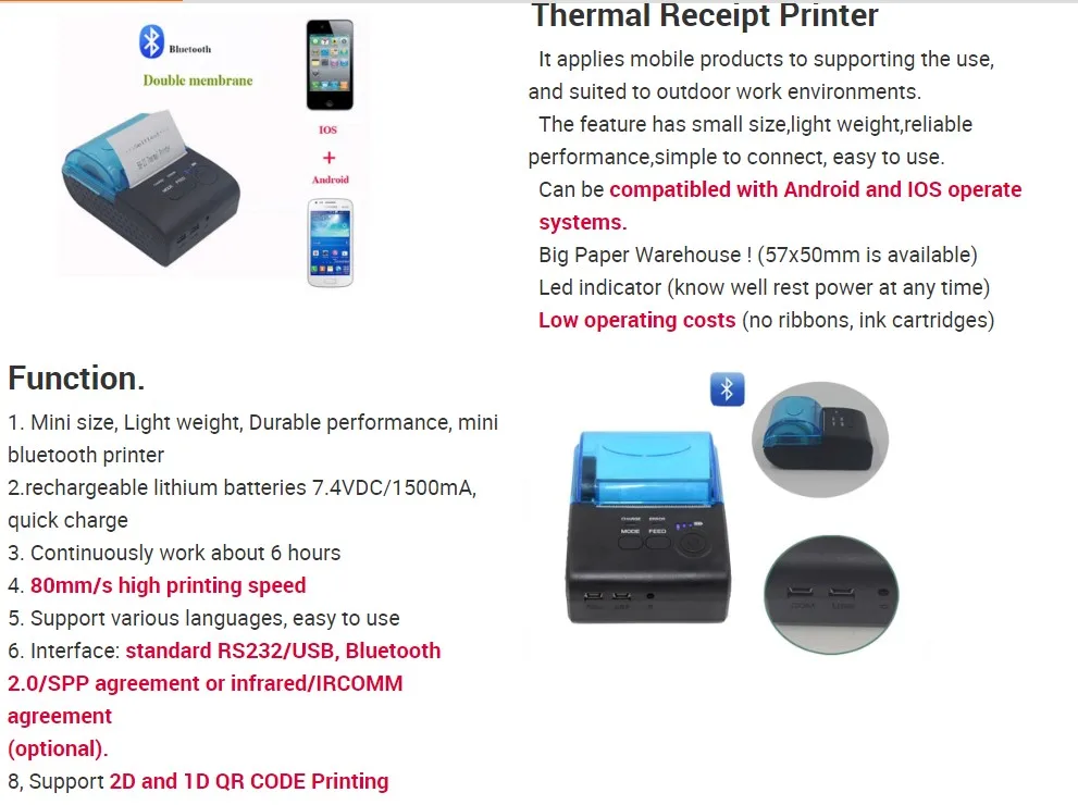 Multi-person Choice of Miniature Printer 58mm Paper Bluetooth WiFi Receipt  Printer Suitable for Takeaway Orders instant printer from phone