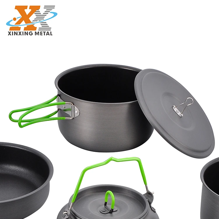 China Manufacturer Portable Camping Cookware Portable 5 Piece Cooking Pot Set factory