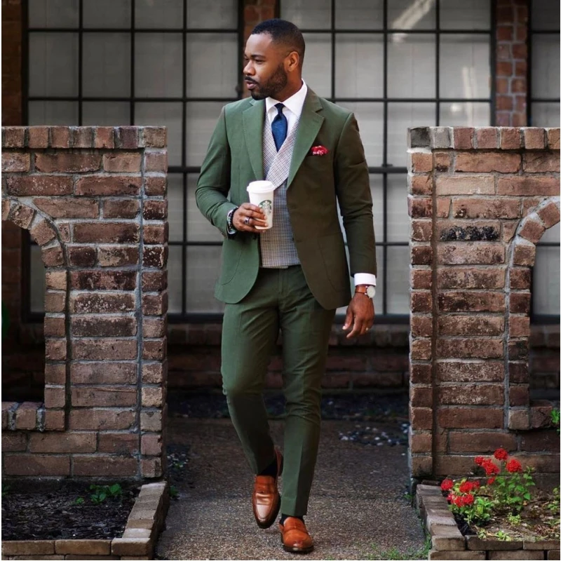 Olive Green Slim Fit Men'S Suit 3 Pieces Wedding Dresses Novelty In Sets  For Men Classic Formal Clothing Business Outfits 2023 - AliExpress