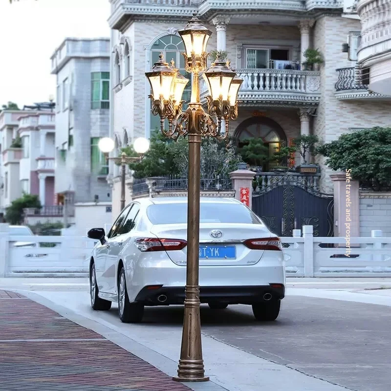 Street Light High Pole Lamp 3m 4m Villa Retro Outdoor Garden Community Iron Pole Landscape European Style Courtyard LED IP54