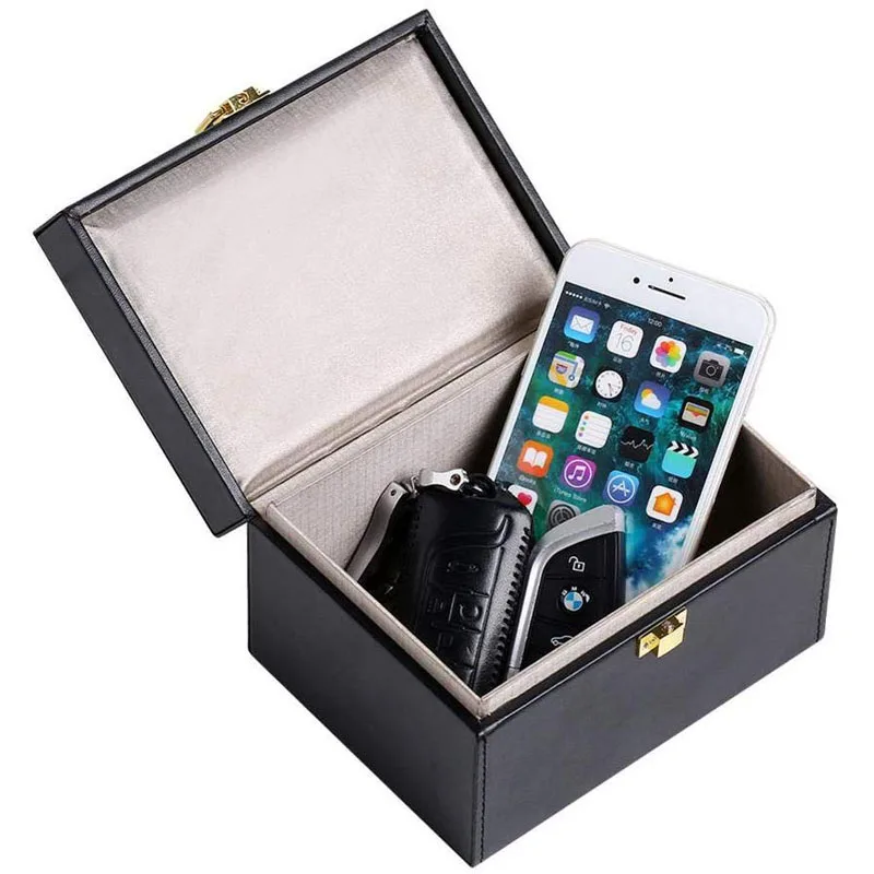Faraday Box Con 2 Custodie RFiD – Blocca Segnale Chiavi Auto, Anti-Furto E Anti-Scansione, Misura 115x92x65 Mm