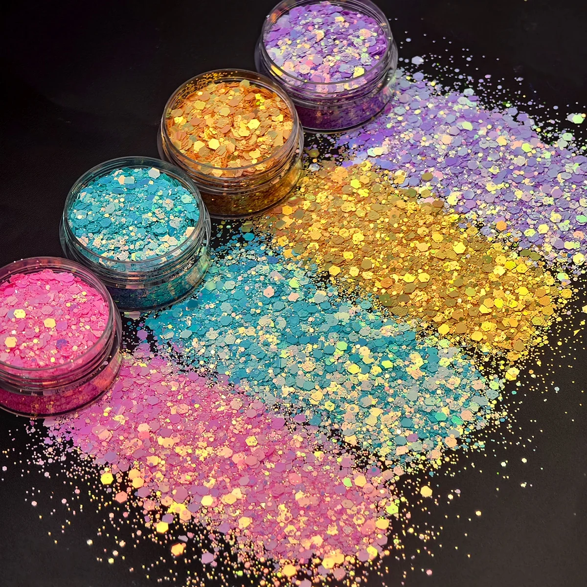 Bulk 15 Colors Rainbow Glitter 5g Shaker Nail Art Solvent Resistant Polyester Glitter