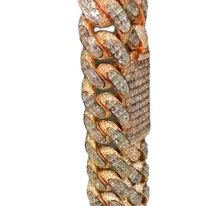 Iced Out Cuban Link Chain 20MM VVS Moissanite Diamond Cuban Link Chain Hip Hop Miami  Cuban Chain Hip Hop