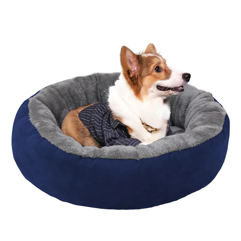 Heißer Verkauf Großhandel Plüsch Wildleder Fleece Anti-Rutsch Silica Dot Bottom Umweltfreundliche Fleece Donut Hundebett