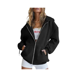 Trendy Queen Womens Zip Hoodies Oversized Sweatshirts Fall School Fashion Casual Button-Up Collar China 2026 Winter Clothes
