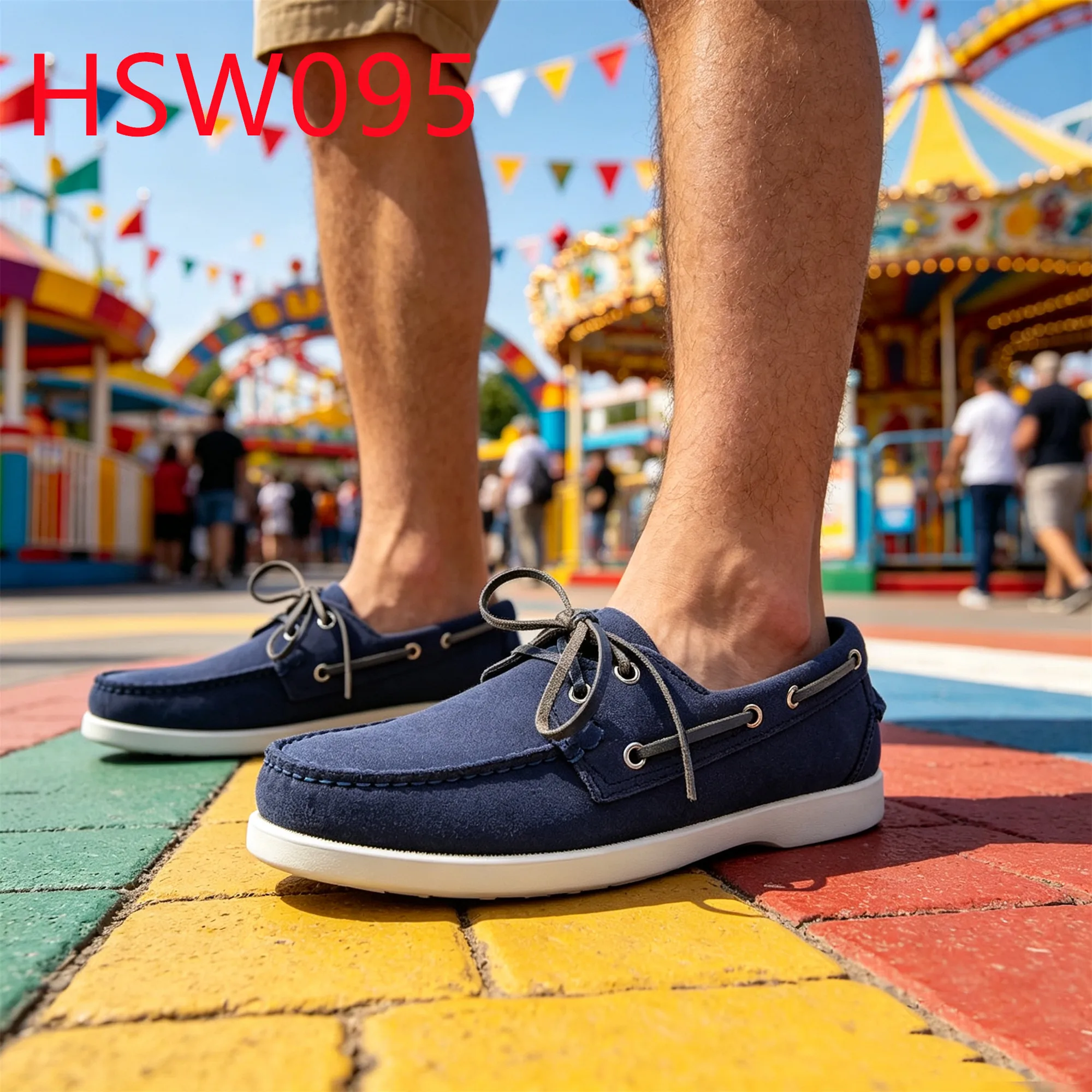 HY,downtime Outdoor Quality Suede Leather Lace up Hua Singh Boat Shoes Club-activity Sand/Blue/black Color Moccasin Shoes HSW095