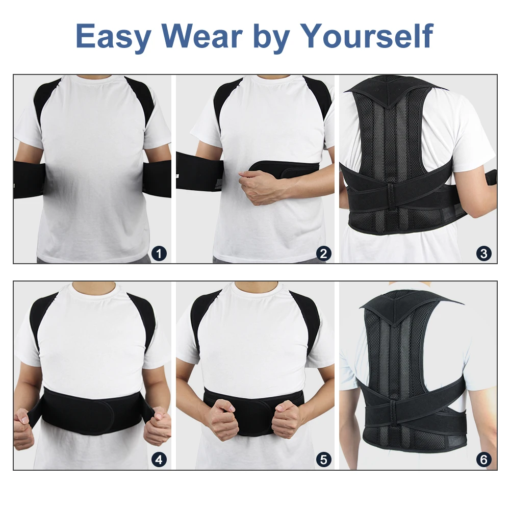 Private Label Logo Neoprene Adjustable Posture Corrector De Postura Ojeras Juanetes Clavicle Back Support Belt Shoulder Brace