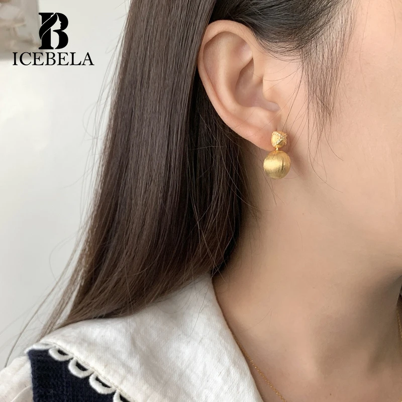 ICEBELA 925 Sterling Silver Earrings Circular Charms 18k Gold Plated Zirconia Fine Jewelry Earring Women Stud Earrings for Girls