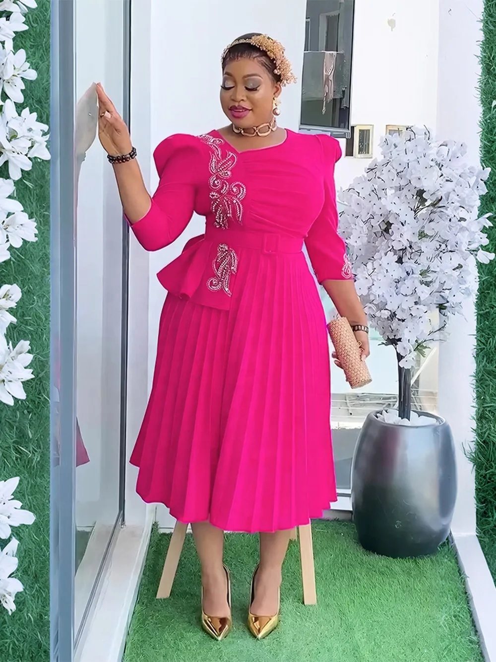 Elegant African Dresses for Women African Clothing Plus Size Wedding Party Dress Dashiki Ankara Office Lady Outfit Robe Dress Elegant African Dresses for Women African Clothing Plus Size Wedding Party Dress Dashiki Ankara Office Lady Outfit Robe Dress