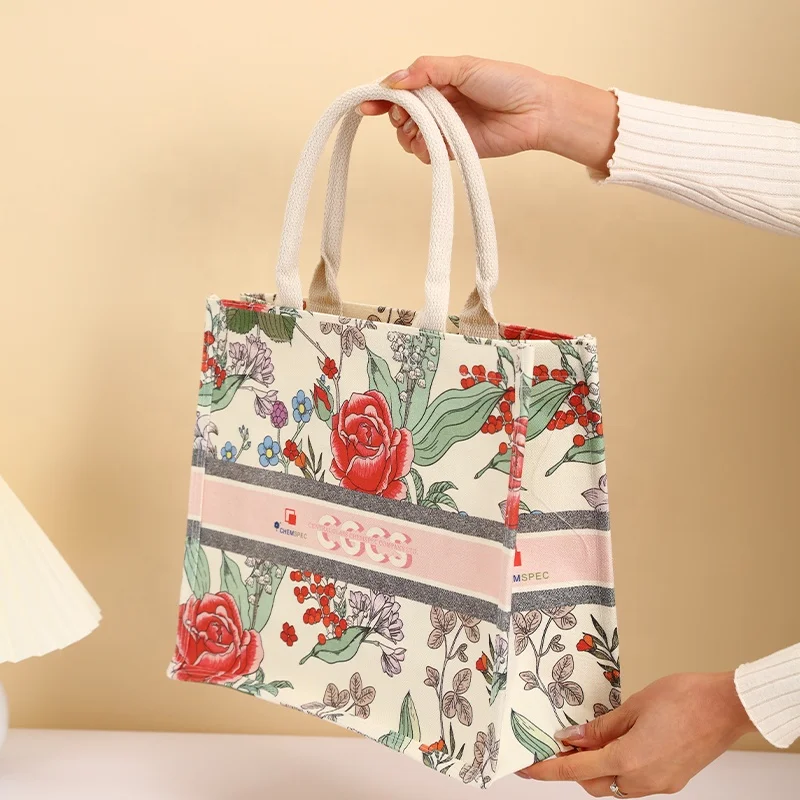 Xien Custom Printing Designer Luxury Large Capacity Women Canvas Book Tote Bag for Ladies