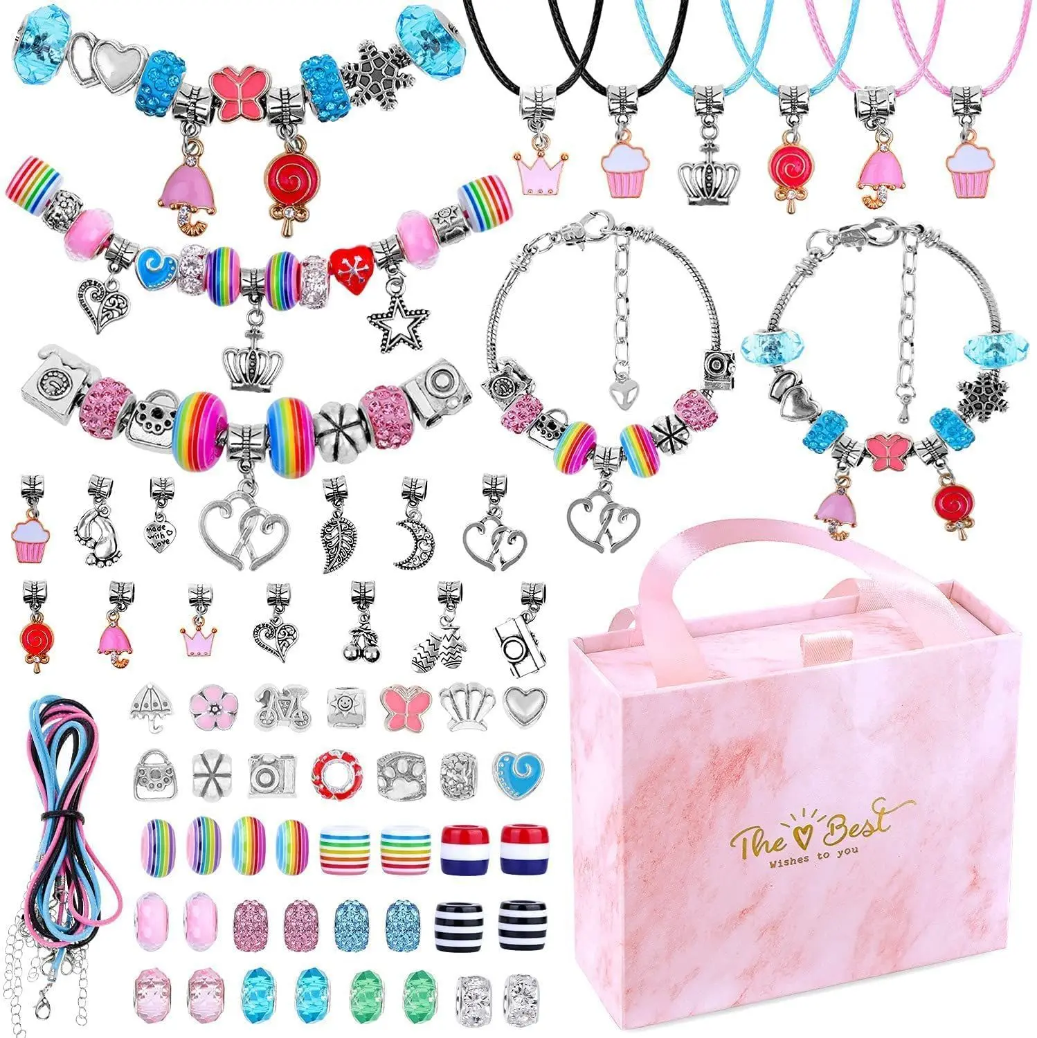 Hot Selling Jewelry Making Kit With Beads Charms Bracelet Necklace DIY Crafts Gifts Set for Girls Kids