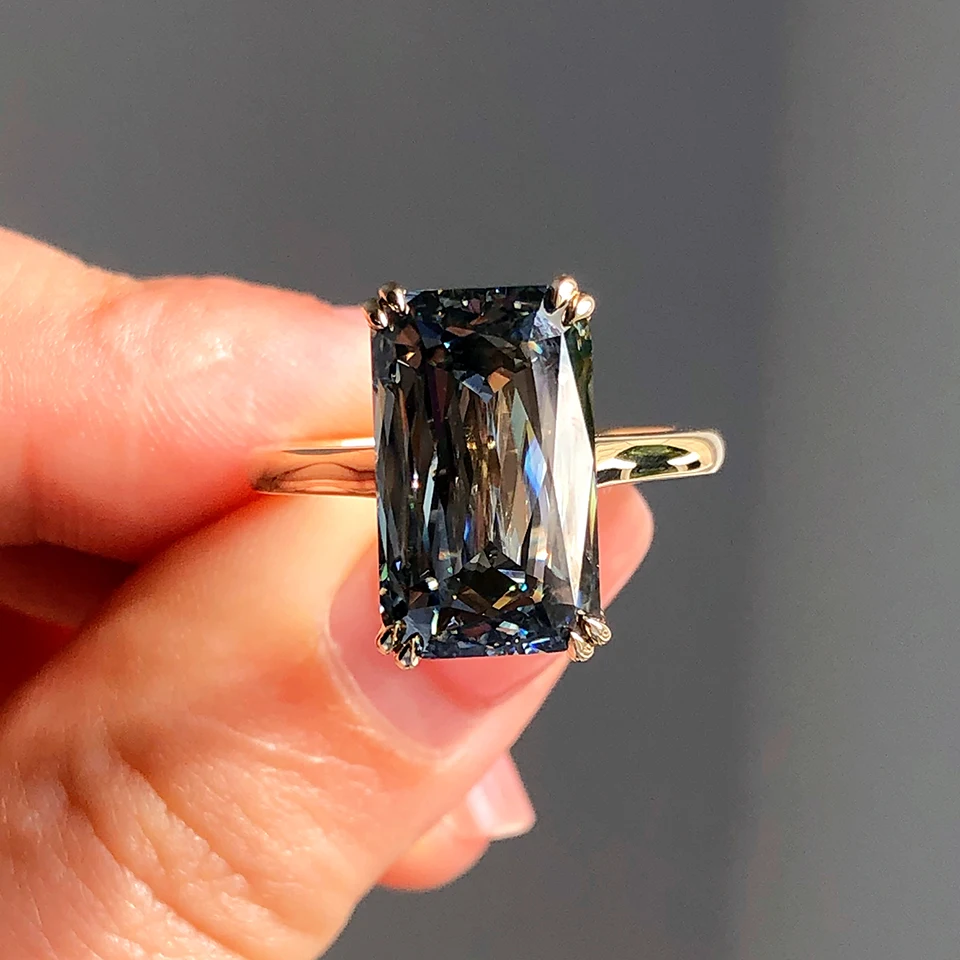 9ct Grey Moissanite Ring in 10k Gold Perfect for Engagement