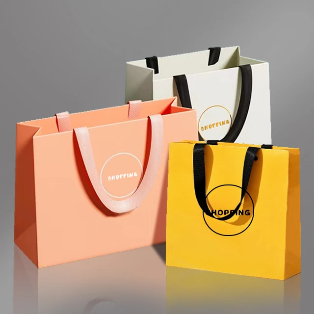 Custom Printed Paper Bags Logo Luxury  Custom Shopping Bags Logo -  100/500pcs - Aliexpress
