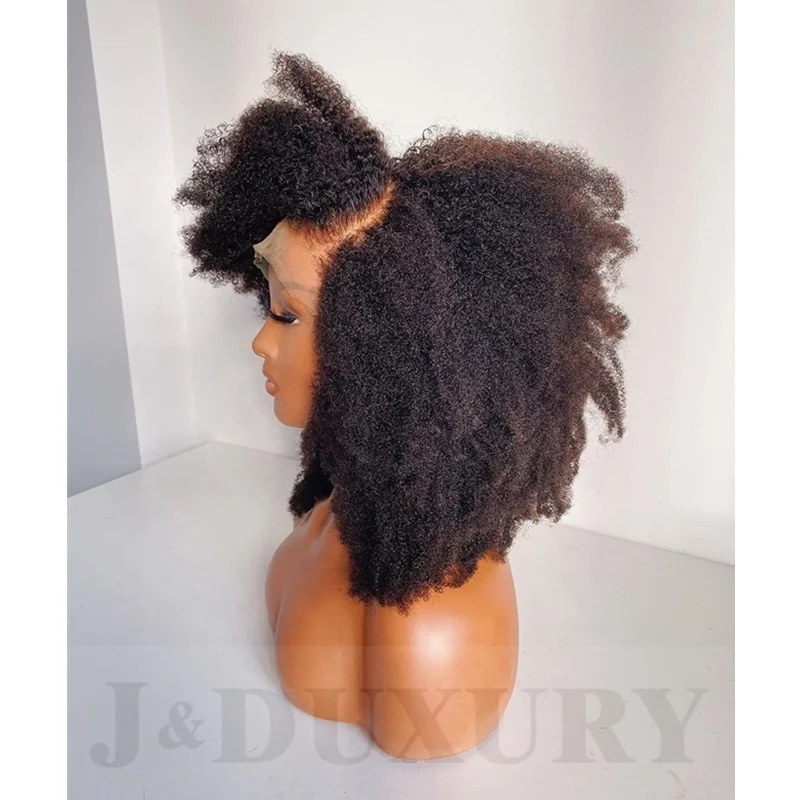 Perruque Afro avec fermeture en dentelle HD 5x5, boucles Jheri humides