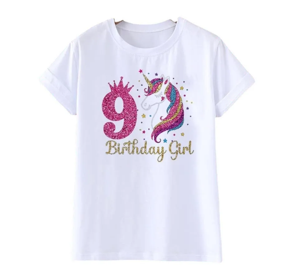 2022 Summer Unicorn Birthday T Shirt Short Sleeve Wild Tee