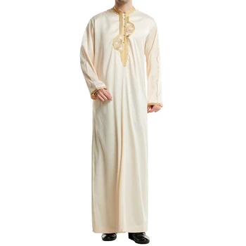 2021 Hot Sale Dubai Arab Muslim Muslim Men Clothing Islamic Prayer Embroidered Long Sleeve Prayer Robe