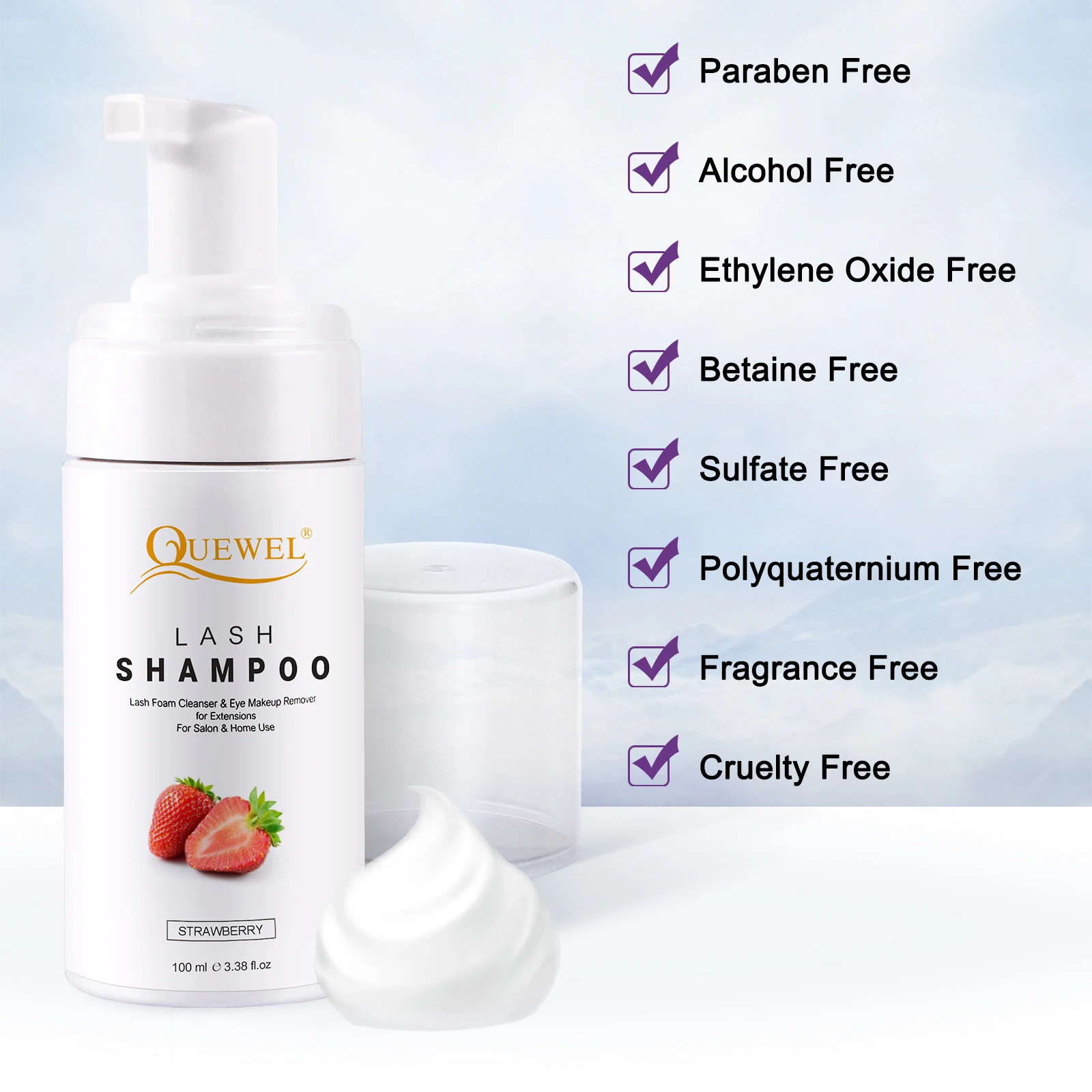 Quewel Make Your Own Lash Shampoo Cleansing Eyelash Brush Pink Lash