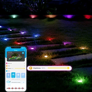 product 15 pack ip67 waterproof outdoor ground garden lawn walkway 36ft multicolor rgbicw pathway led string lights with app control-42