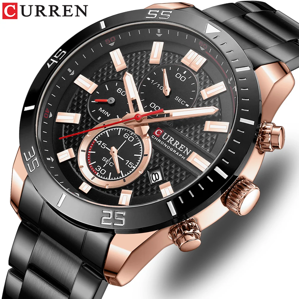 CURREN 8417 Quartz WristWatch Green Color Luxury Stainless Steel Sport Male Clock Waterproof Chronograph Date Men Watch