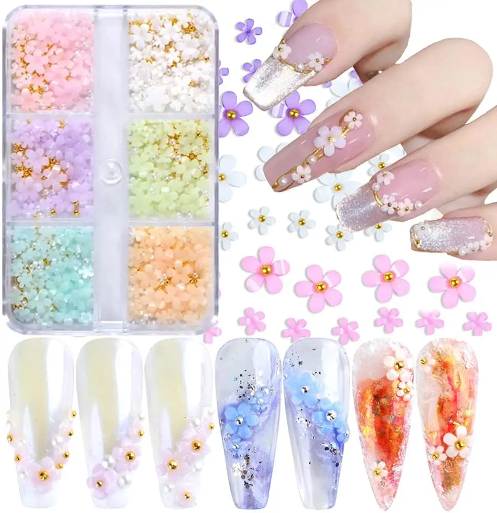 Nail Art Supplies Pearls 3Boxes Nail Jewelry Pearls 3D Nail Art Bright  Round Pearl Rhinestones Caviar Beads Mixed Nails Charms Manicure Tips