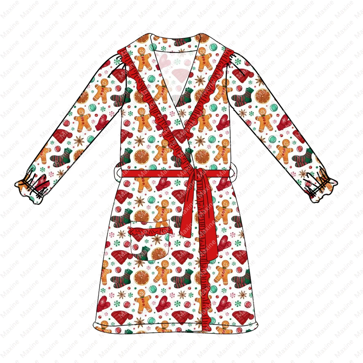Maxine Factory Design Custom Design Sibling Kids Clothing Smock Girls Christmas Pajamas