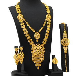 Luxury Glod Plated Bridal Wedding Jewelry Designer Inspired  Fashion Statement Necklace Sets of Custom Jewelry for Ladies 2026