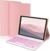 Custodia rosa + tastiera retroilluminata bianca