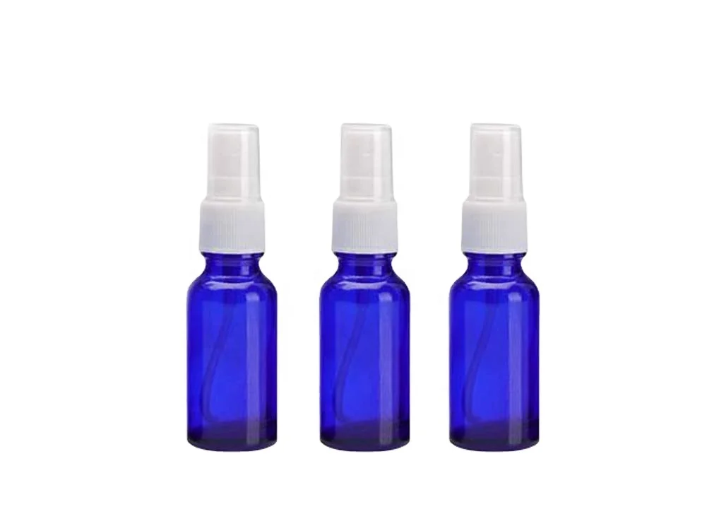 Ampolla de vidre d'envàs cosmètic per a la cura de la pell de venda calenta ampolla de perfum de 20 ml de vidre amb esprai blau ambre