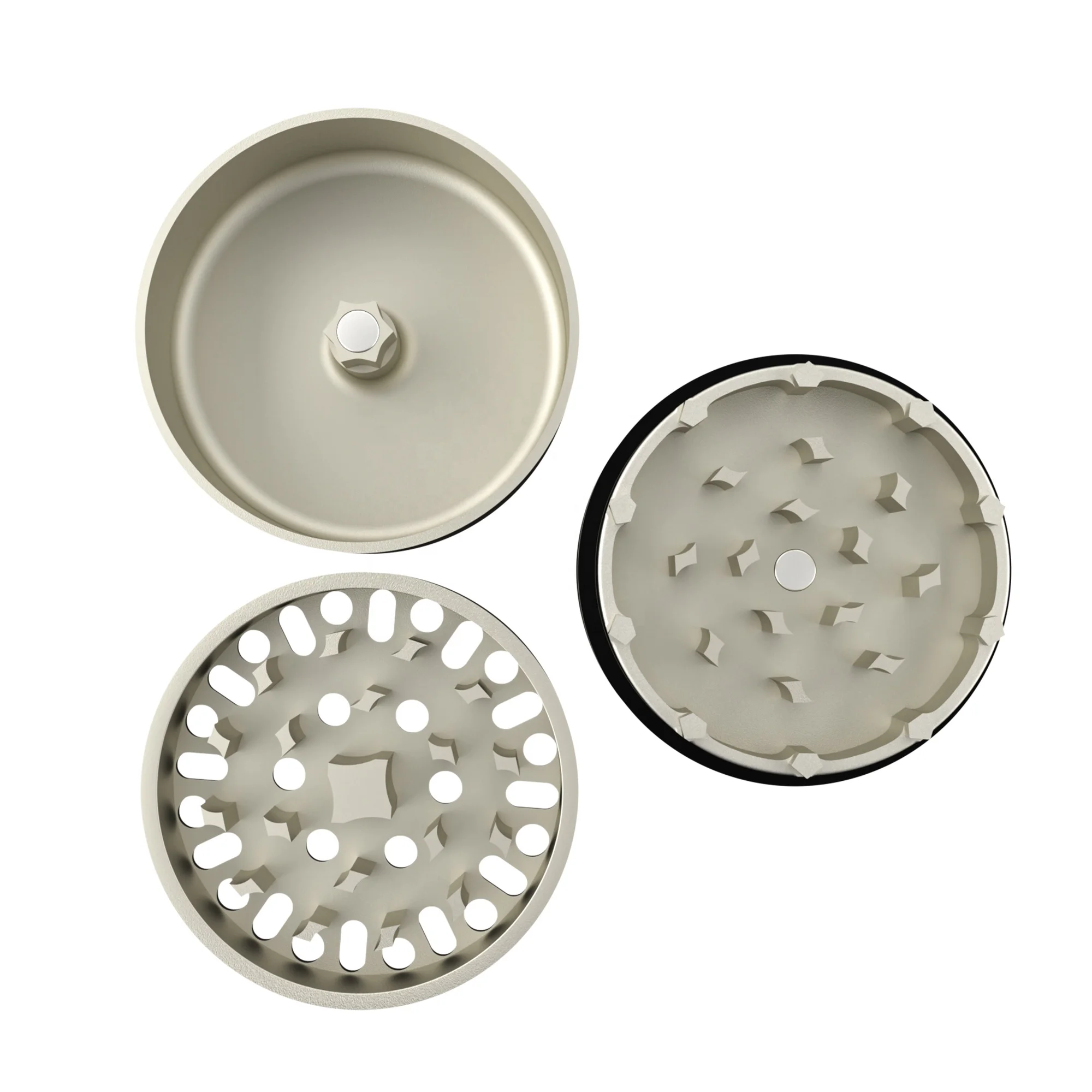 New Design Simple Hand Crank Custom Made 3 Part Private Label Novelty Titanium Manual Herb Grinder