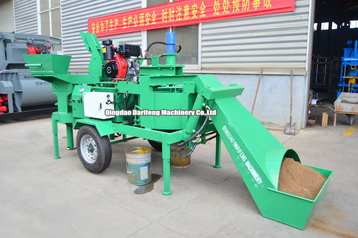 Mobile Soil Interlocking Diesel Engine Bricks Forming Hydraform Block ...