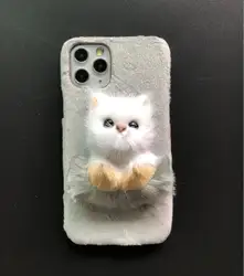 Жесткий Пластиковый черный поликарбонатный мультяшный 3D чехол для телефона с изображением кота животного для iPhone 7 8 XS Max 11 12 Pro