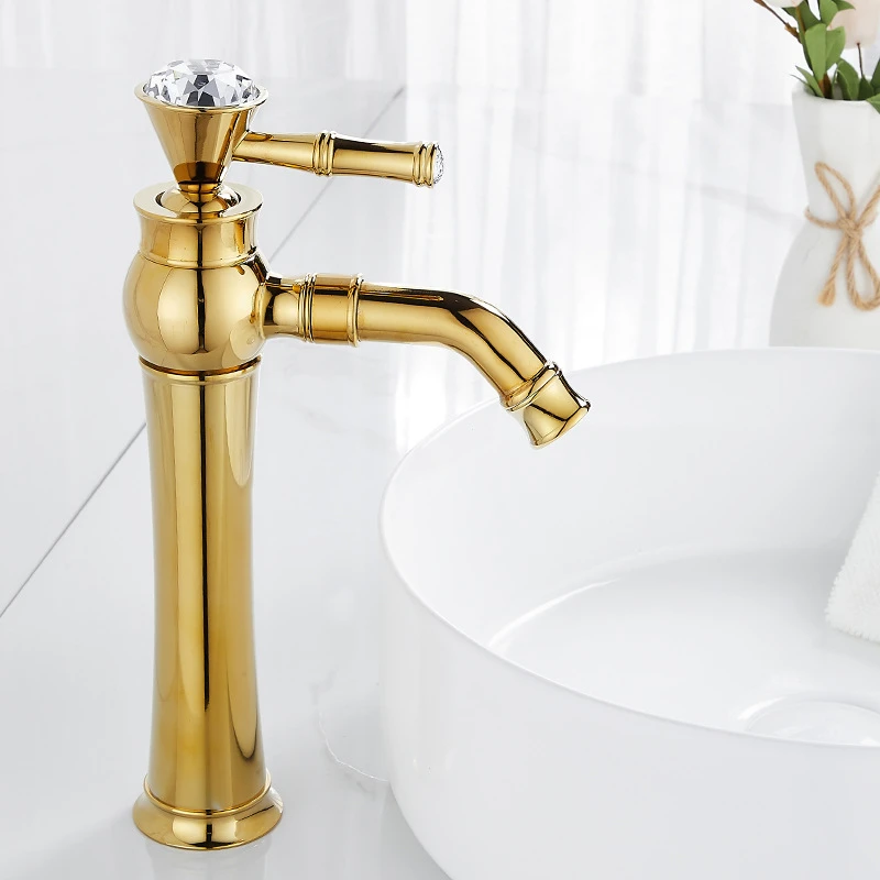 Royal Diamond Basin Mixer with Single Handle Gold Basin Faucet Rose Gold Basin Tap Color Can Be Customized Lavatory Faucet
