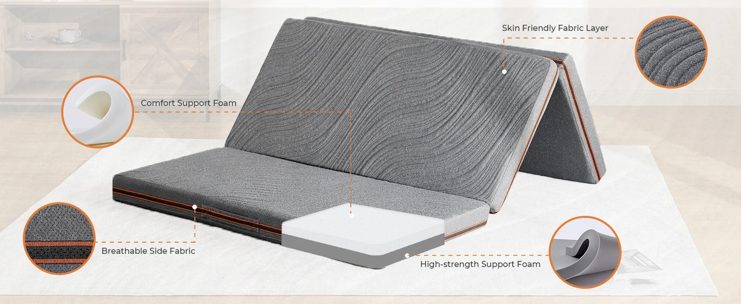 product dust proof protective case zipper tri fold memory foam mattress toppers cover with handle-2