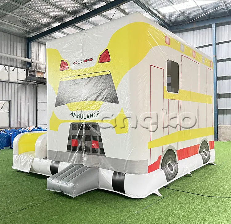 Commercial Inflatable Bounce House Obstacle Course Ambulance Shape Inflatable Combo Slides PVC Bounce House