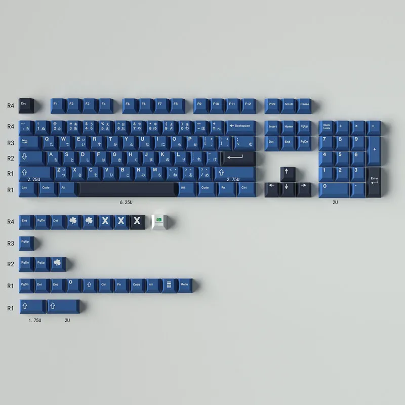 Graph To Show R4 R3 R2 R1 Keys On Keyoard Cherry Profile Blank PBT Keycaps for Mechanical Keyboards