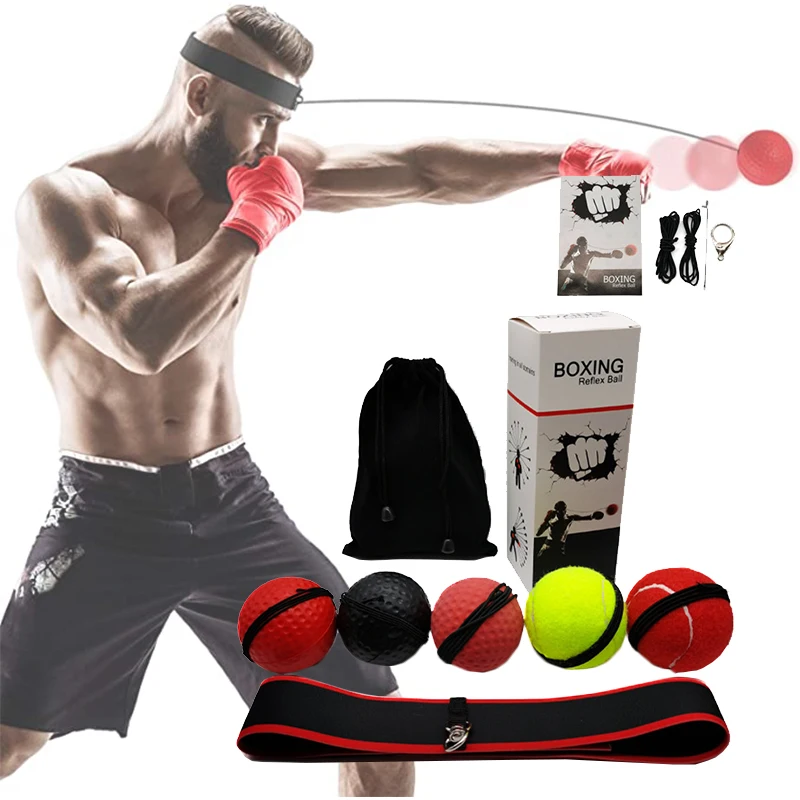 Boxing Reflex Balls with Headband for Punching Speed Reaction Training Set 