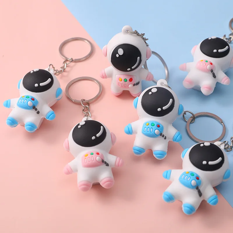 Cartoon Astronaut Keychain PVC Soft Rubber Keyring Student Backpack Pendant Small Gift Key Accessories Wholesale 3